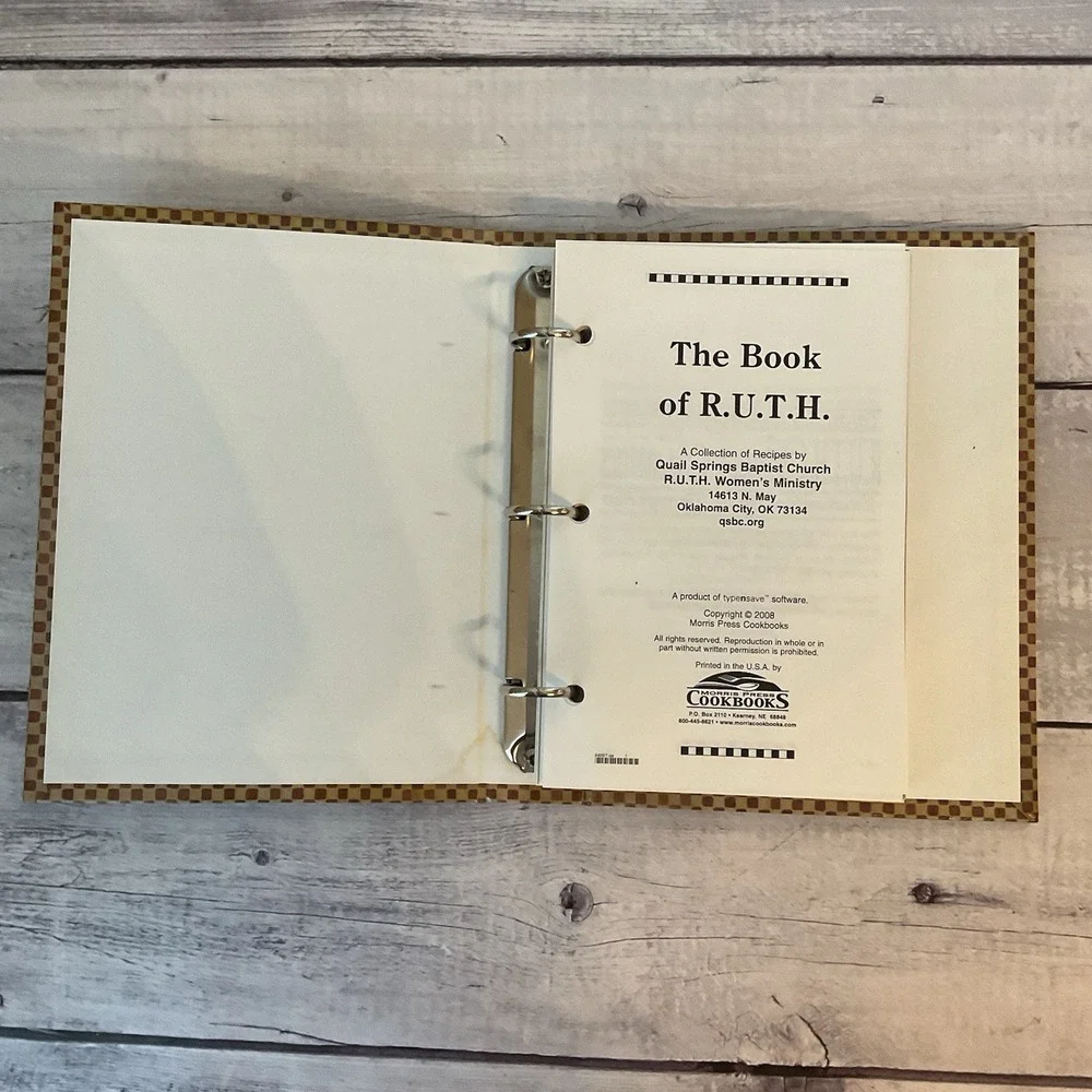 Book Of RUTH Cookbook Quail‎ Springs Baptist Church Oklahoma City 3 Ring Binder